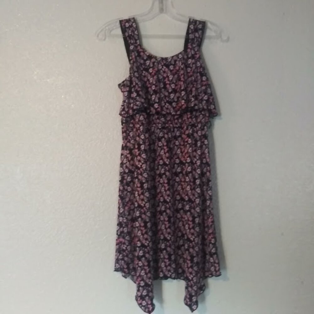 Three Pink Hearts girls size 14 navy blue multicolored floral dress